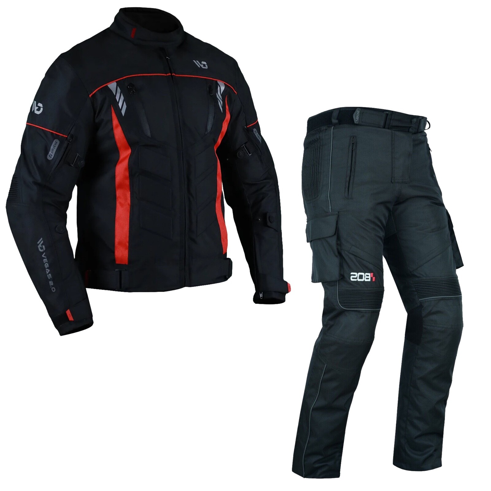 Giacca e pantaloni moto uomo in tessuto combinato