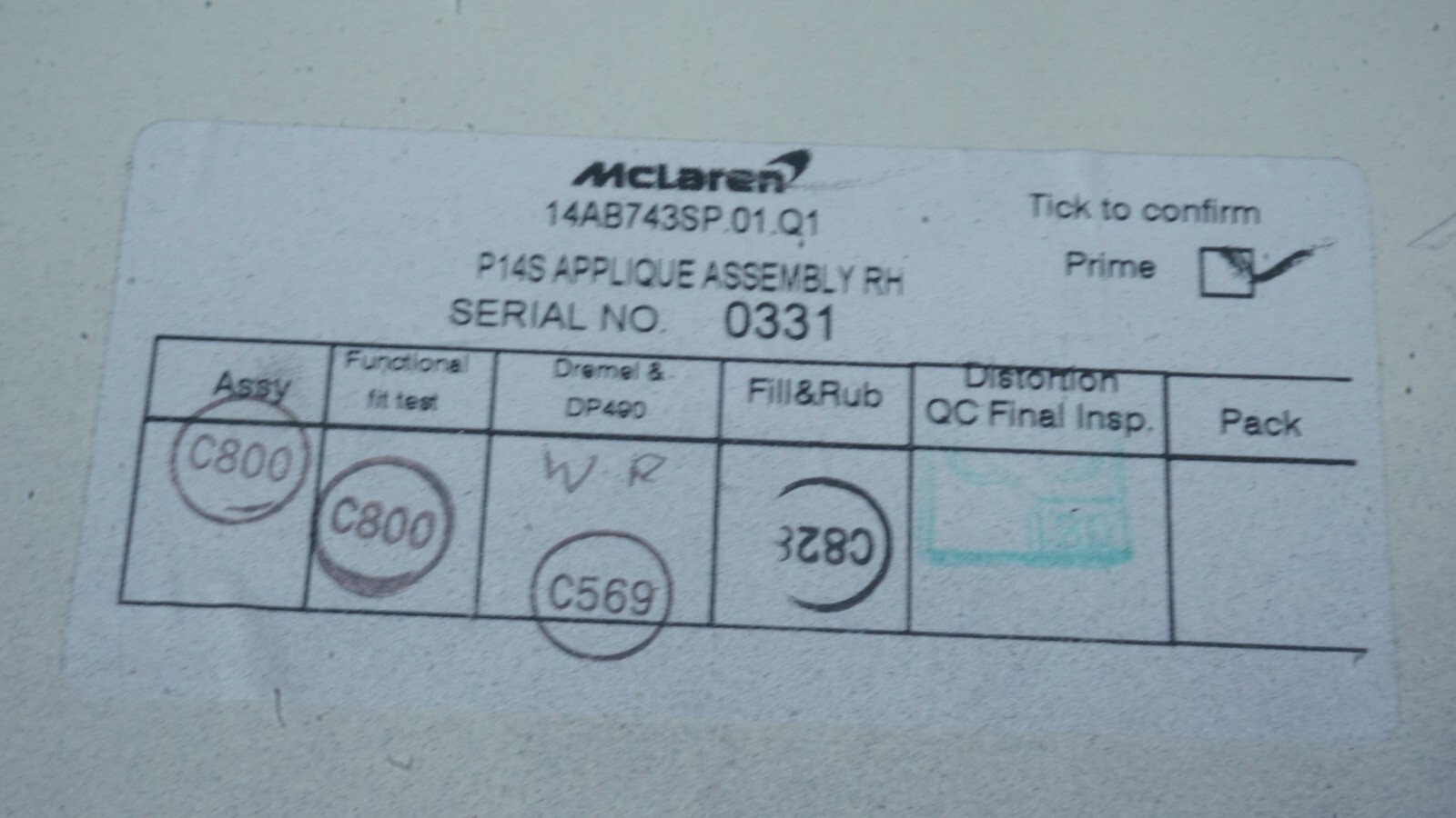 2017-2019 MCLAREN 720S RIGHT PASSENGER SIDE DOOR SKIN PANEL OEM 17 18 19