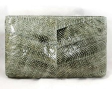 1980s Gray Snakeskin Handbag - 80s Envelope Purse - Beautiful Grey Snake Skin