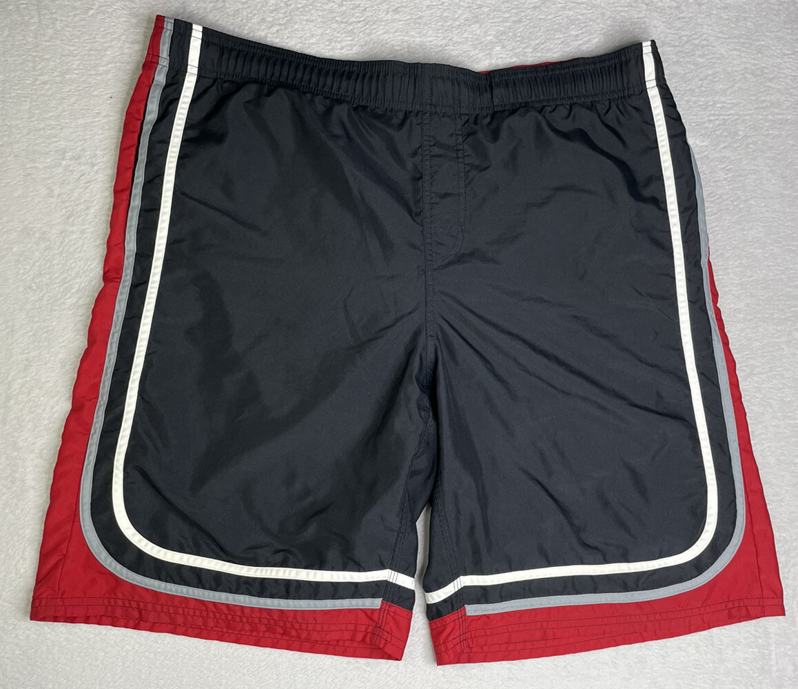 Nike Swim Shorts Bathing Suit Black Red White Mens S… Gem