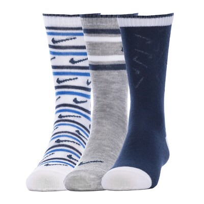 NIKE 3 PACK KIDS RETRO STRIPE CREW BOXED SET - BN0723 -U89 NIB