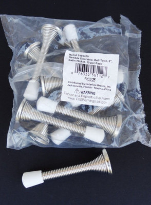Anvil Mark Flexible Door Stop Bell Type 3 in. Satin Nickel ~ 10/Pack- 2489420