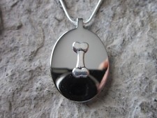 STAINLESS STEEL DOG BONE URN NECKLACE - MOURNING, ASHES, FUR, PET MEMORIAL