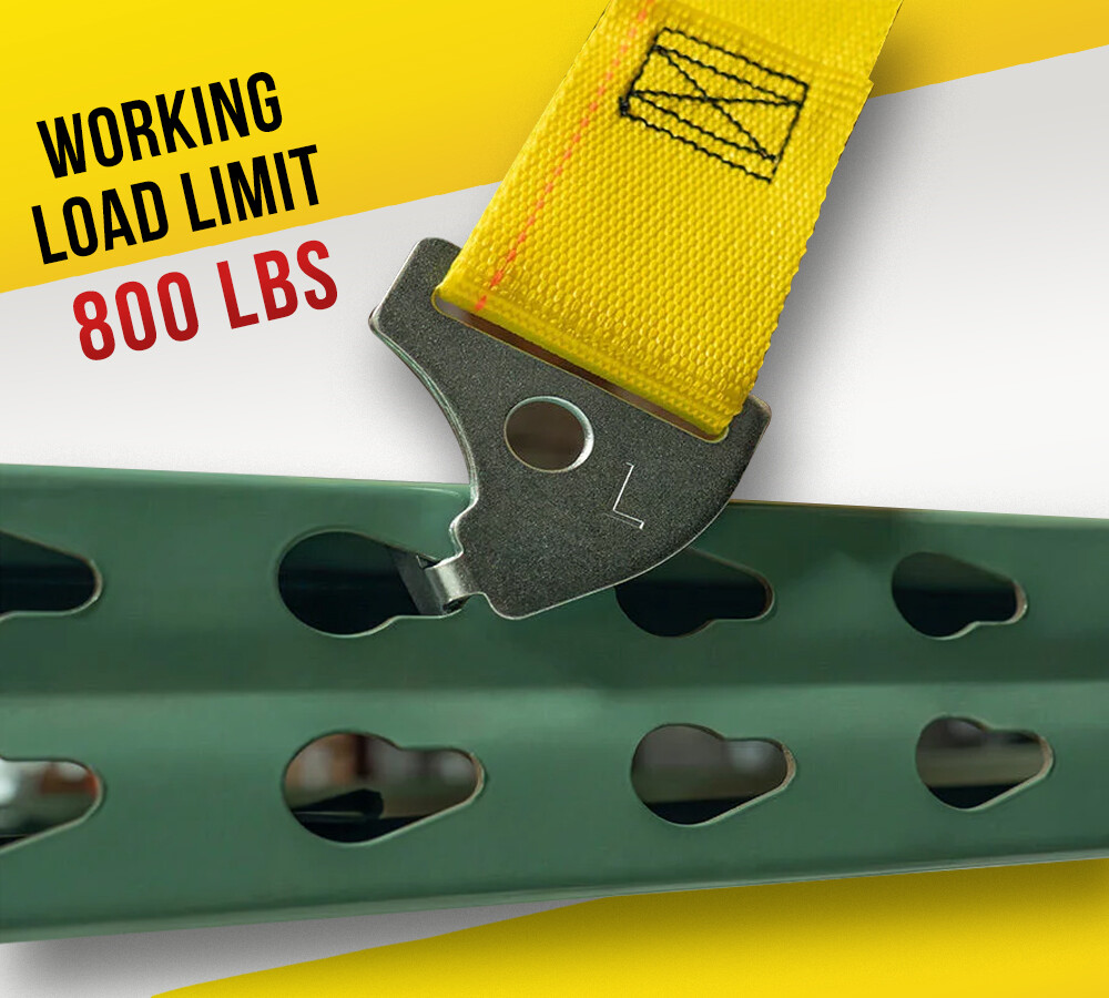 8 Pk 2"x98.5" Pallet Rack Safety Straps for 8 ft Pallet Racking Bays 800 lbs WLL