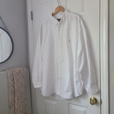 Ralph Lauren Oxford Flesh Pony Button Down Shirt Sz 4XB Big White Cotton Classic