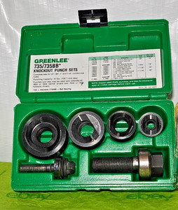 Greenlee 735BB Round Knockout Tool Punch Kit 1/2" to 1-1/4" BALL BEARING