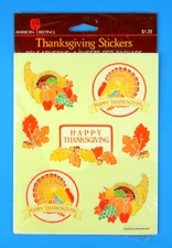 Vintage American Greetings Thanksgiving Autumn 3 Sheet Sticker Pack Open Pack