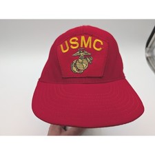 Vintage USMC Marine Corps Snapback Hat Red Made in USA Military Cap One Size