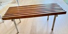 Vintage 60er Design Lamellen-Sitzbank Blumenbank Holz + Metall,skandinavisch