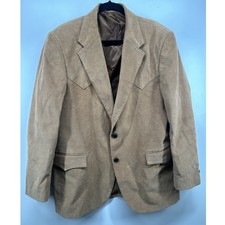 Circle S Dallas Texas Mens 44R Tan Corduroy Western Blazer Elbow Patches Yoke