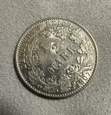 1907-D Germany Empire Silver 1/2 Mark Coin bright Luster  