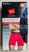 NEW 4 PACK HANES COMFORT FLEX FIT TAGLESS BOXER BRIEFS - SIZE M - FREE SHIPPING 