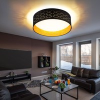 Deckenlampe Deckenleuchte Sterneneffekt Esszimmerleuchte Stoff Gold Led D 40 Cm