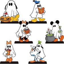 6Pcs Halloween Decorations Table Wooden Centerpiece