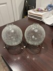 Vintage 5 In Diameter Crackle Glass Lamp Globes/ VasePair Of 2 With Metal Stands — photo 1