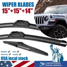 15" 15" 14" Windshield Wiper Blades Bracketless U/J Hook OEM QUALITY All Season