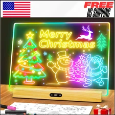 Rechargeable LED Note Board, 17" Doodle Glow Light Up Desk Sign Letter Message