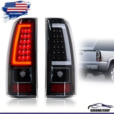 For 2003-2006 Chevy Silverado 1500 Pickup Black Led Tube Tail Lights Brake Lamp