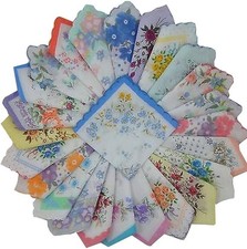 Women's Colorful 100 Cotton Handkerchiefs Ladies' Wedding Hanky Floral