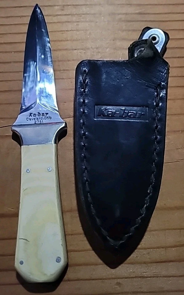 KA-BAR Cuchillo Daga Bota Pequeña 2751 Acero Inoxidable con Funda Japón Foto 3 de 4