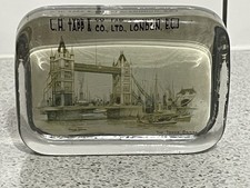 TOWER BRIDGE GLASS PAPERWEIGHT ADVERTISING C H TAPP & CO LTD, LONDON EC3
