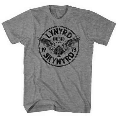 Lynyrd Skynyrd T Shirt Freebird 73 Wings Band Logo Nue offiziell Herren Grau