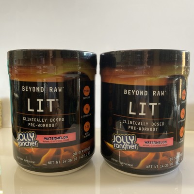 2 X Beyond Raw Lit Clinically Dosed PreWorkout Powder Watermelon, 30svg EXP 7/27