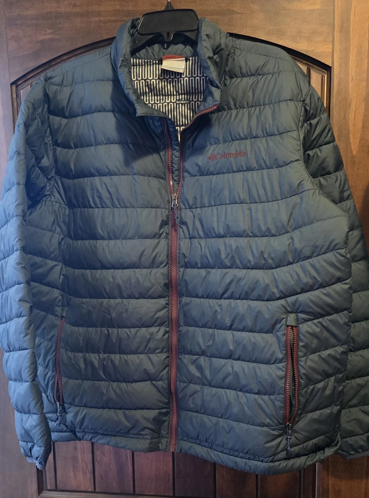Columbia Sportswear Jacket XL Puffer Dark Green Omni Heat Zip Up Winter Men Coat