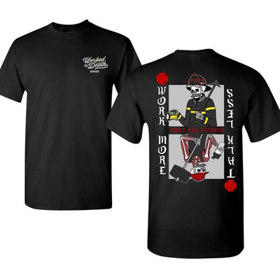 First Due Fitness Firefighter T-Shirt, Work More Shift Until Graphic Tee