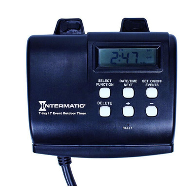Intermatic HB880R 15 Amp 7 Day Outdoor Digital Plug-In Timer, Black