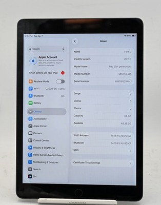 Apple ipad A2606 (MK2K3LL/A) (9th Gen) 64GB | eBay