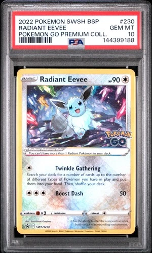 Radiant Eevee #230 2022 Pokemon Swsh Black Star Promo Pokemon Go PSA 10 250001