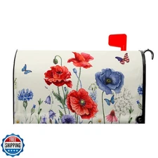 VentuCoven Red Blue Floral Mailbox Covers 4th of July Mail Box Covers Magneti