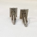 Vintage Silver Tone Black Onyx Style Rectangle Cufflinks Mens Formal Jewelry — photo 3