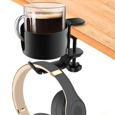2 in 1 Desk Cup Holder with Headphone Hanger, Anti-Spill Cup Holder for Desk ...