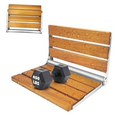 Folding Shower Seat Teak, Folding Shower 13"D x 17"W x 10"H Stainless Steel