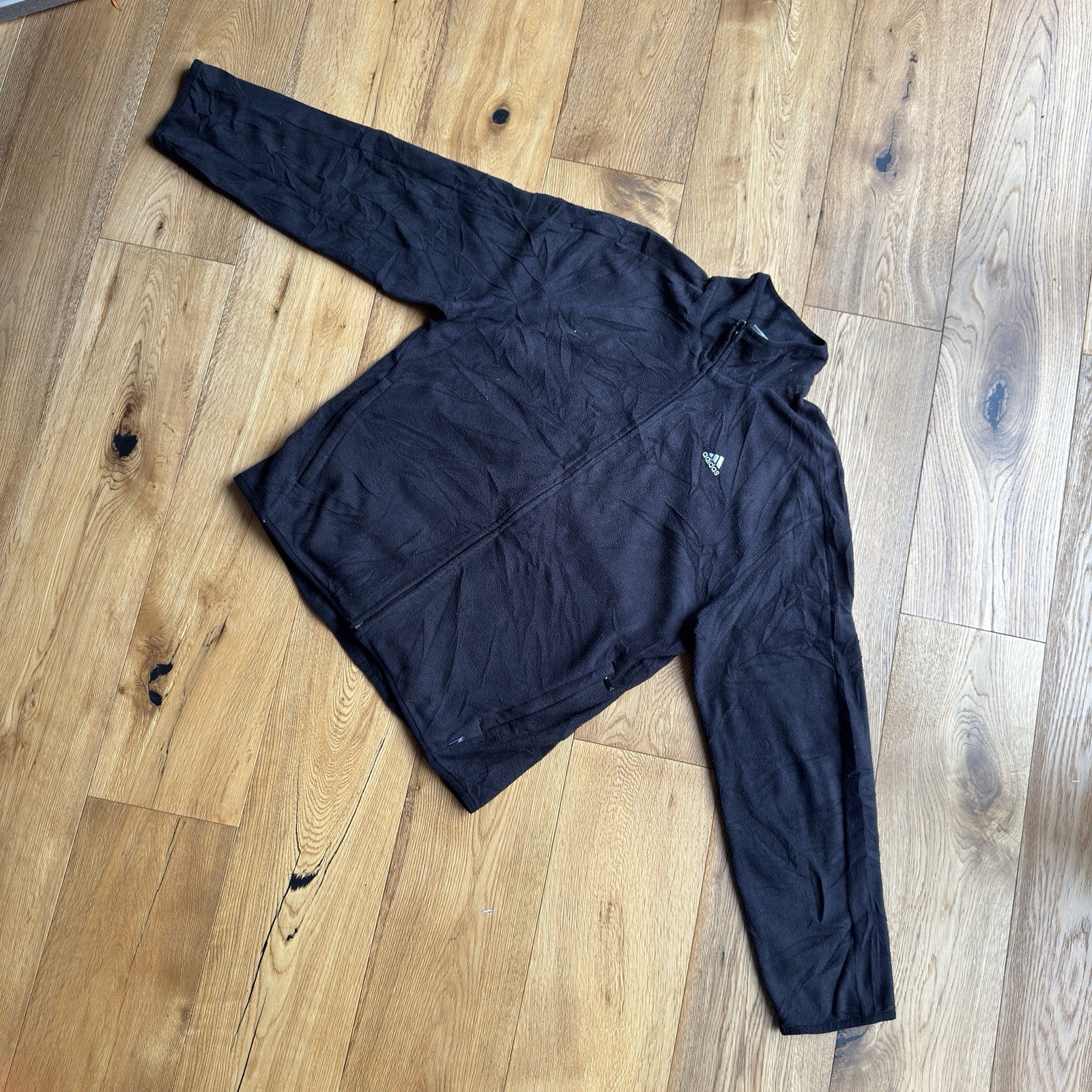 Men’s Adidas Black Zip Up Fleece Jacket Size Medium Used Good Condition image 2