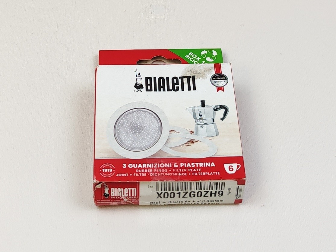Bialetti Gasket & Filter - Moka/Dama (2 Cup), Aluminio, Color Blanco (0800002)