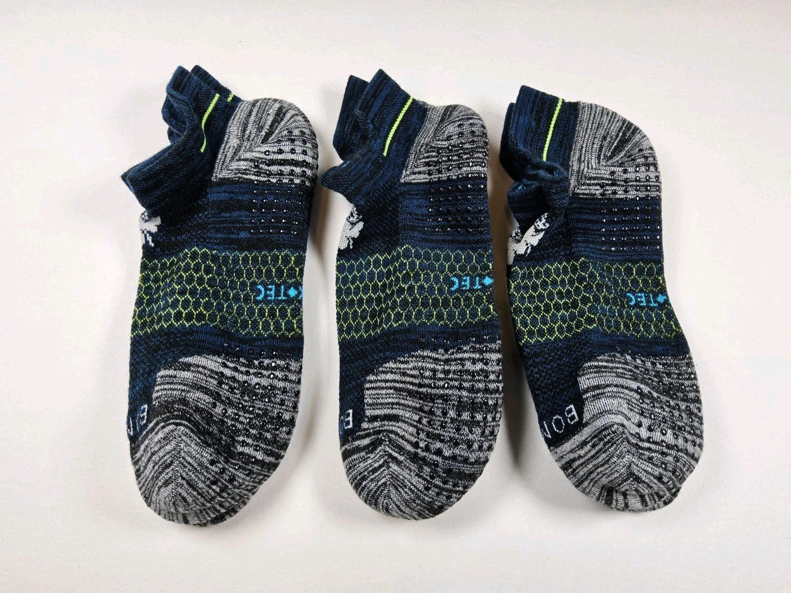 Bombas Hex Tec Grip Grippers Space Dye Ankle Socks Lot Of 3 Pairs Size L