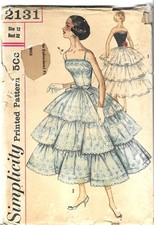 HTF Simplicity 2131 1950s Evening Wedding "Cupcake" Dress UNCUT FF Bust 32