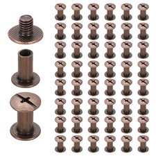 50set Phillips Chicago Screw M4 x 10mm Metal Binding Post Screw Red Copper