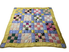 Vintage Quilted Handmade Baby Blanket 36.5"X 37.5"