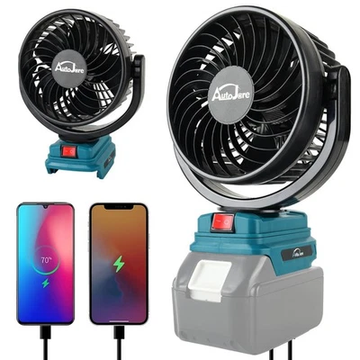 AUTOJARE Lüfter Für Makita 18V Elektrischer Ventilator Außenbereich mit USB ohne Akku