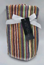 2 pc Rachel Zoe Rainbow Stripes Hand Towel Set Colorful Summer Cotton NEW