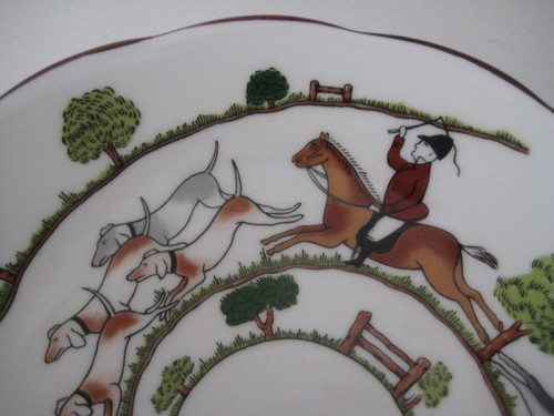 COALPORT HOUNDS AND FOX HUNTING SCENE SHALLOW SWEET CANDY DISH SMALL EARED PLATE - Picture 5 of 6