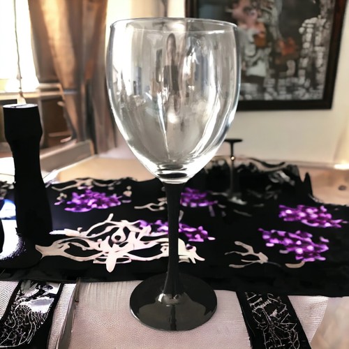 1 Luminarc Wine Glass Nocturne SINGLE Vintage Black Stem Claret Vintage France - Picture 13 of 14