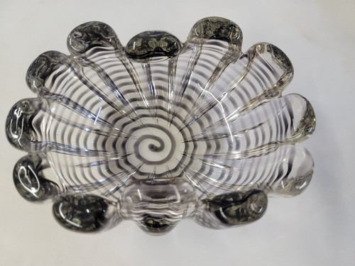 Vintage Murano Glass Bowl Many Lobes (12) Rare Purple color Italian Zanfirico - Picture 9 of 10