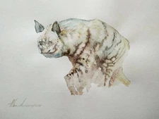 Hyena, Animal, Watercolor artwork, Handmade, Original painting on paper,signed