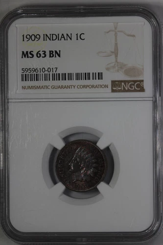 1909 .01  NGC MS63 BN INDIAN Indian Head Cent, Indian Small Cent