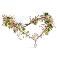 Woodland Elf Crown Headpiece for Women V-shape Fairy Queen Tiara with Green a...